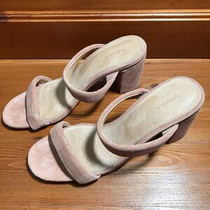 Soludos Pink Velvet Block Heels